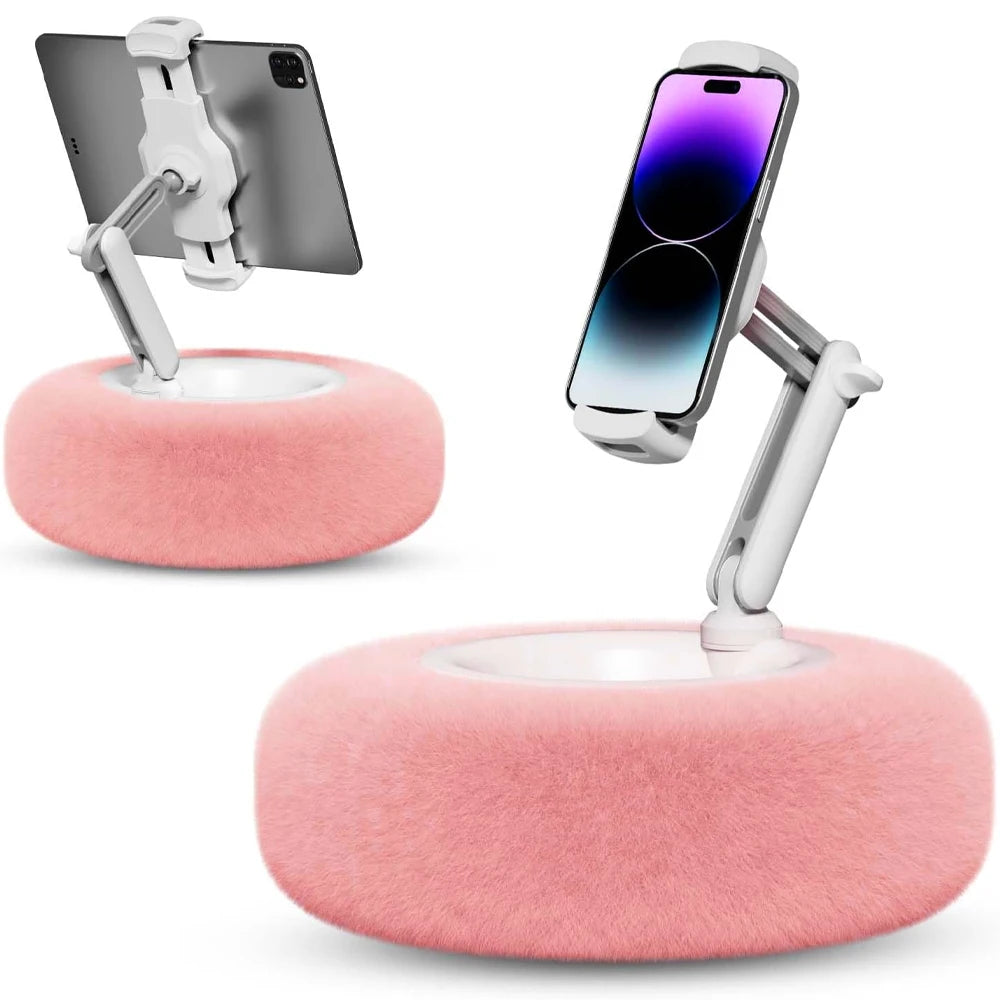 New 2024 Plush Pillow Phone Tablet Bracket Desktop Stand Adjustable Length Angle For Live Straming Video Chat Lazy Tablet Holder