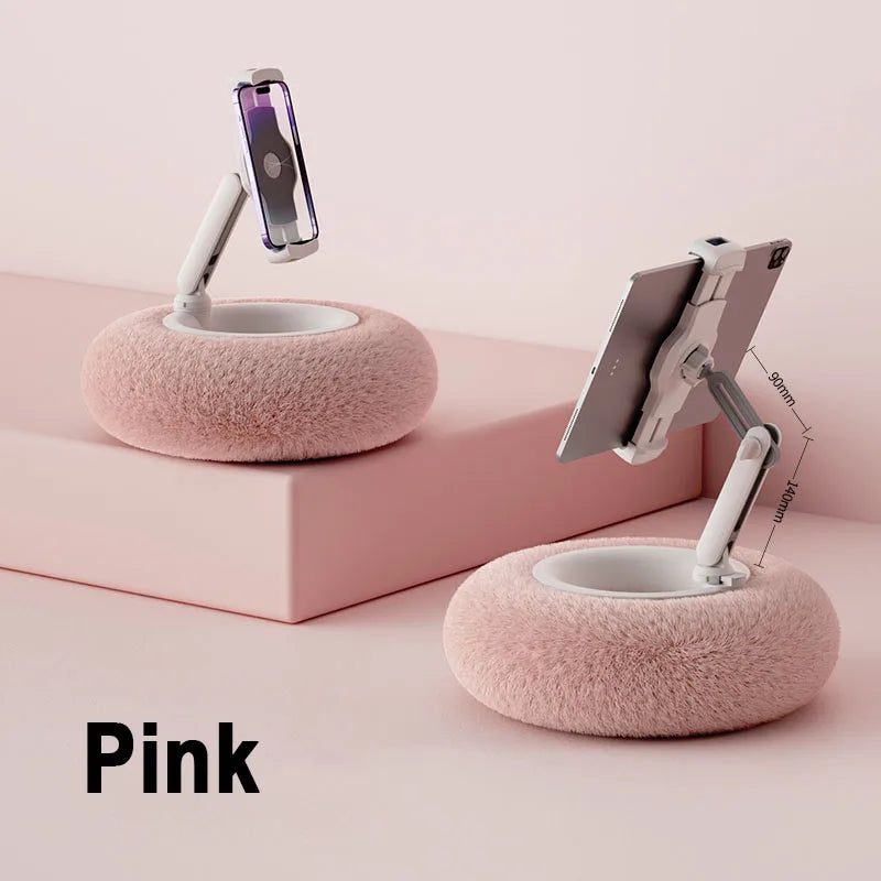 New 2024 Plush Pillow Phone Tablet Bracket Desktop Stand Adjustable Length Angle For Live Straming Video Chat Lazy Tablet Holder